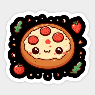 Cute Kawaii Pepperoni Pizza Illustration | Cutesy Design for Kawaii Lovers Sticker